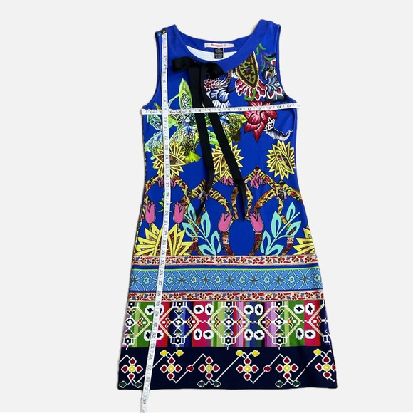 Desigual Octubre Blue Sheath Midi dress Sleeveless Multi Colour Print Medium - Picture 8 of 10